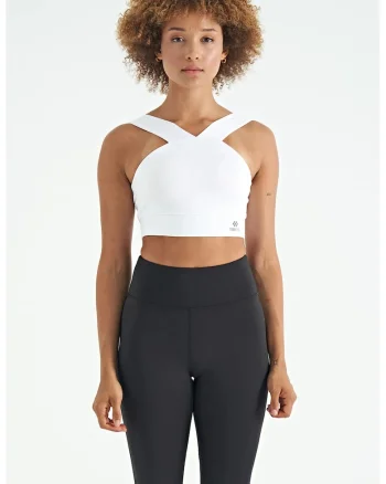 Tricou sport,  scurt, alb, poliester-elastan, pentru femei
