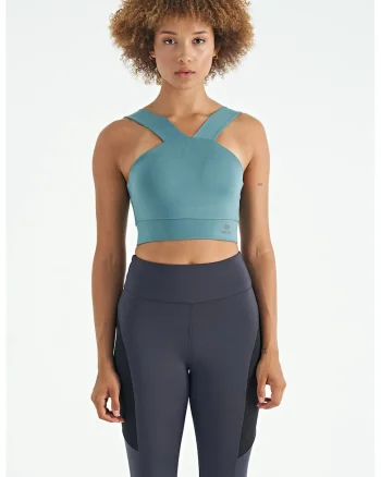 Tricou sport,  top scurt, albastru cerulean, poliester-elastan
