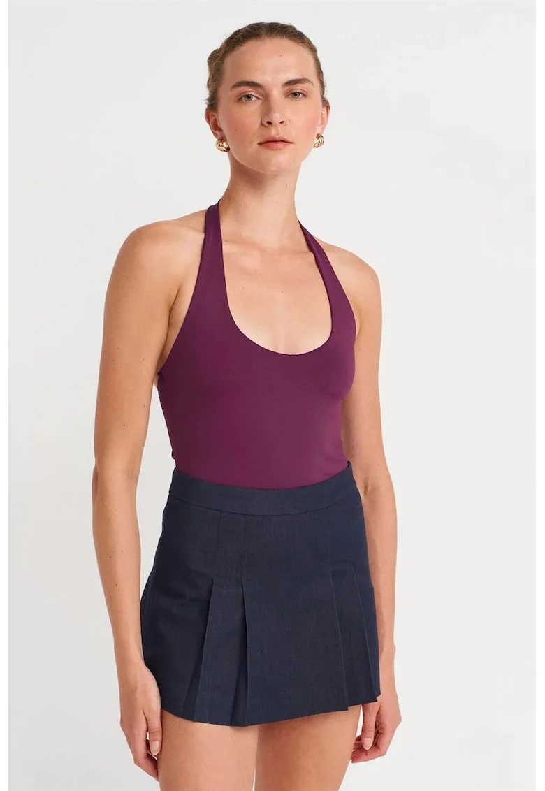 Maiou,  Slim Fit, decupat, mov ametist, 93% nailon, 7% elastan