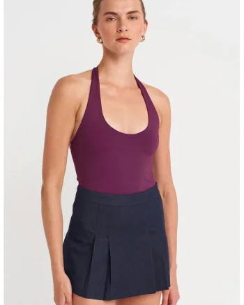 Maiou,  Slim Fit, decupat, mov ametist, 93% nailon, 7% elastan