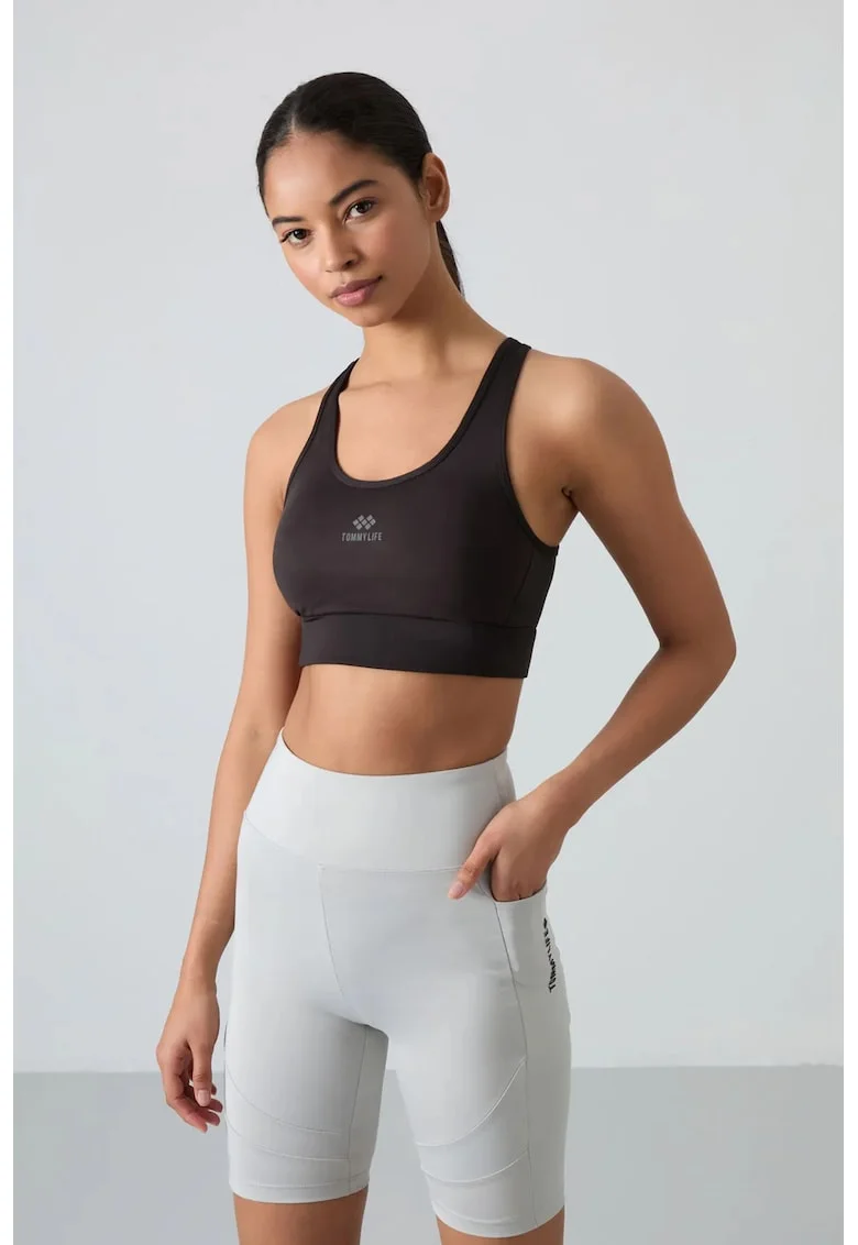 Top sport  fara maneci, mulat, negru, 95% poliester, 5% elastan