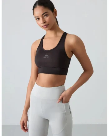 Top sport  fara maneci, mulat, negru, 95% poliester, 5% elastan