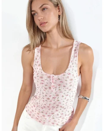 Maiou  Floral, Roz Pudra, Bumbac si Poliester
