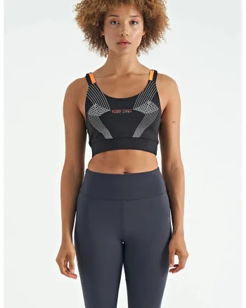 Top sport,  Fitted Crop, negru, poliester-elastan
