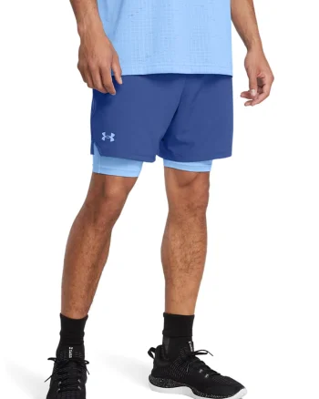 Pantaloni scurti cu model 2-in-1 pentru fitness Vanish, Albastru
