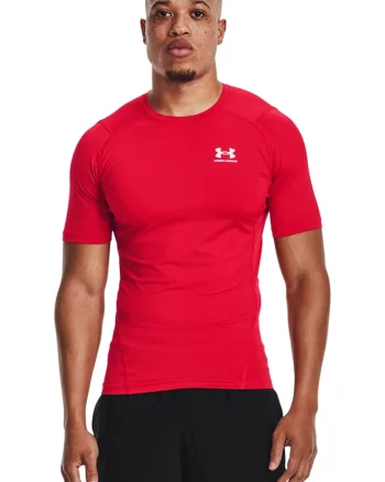 Tricou de compersie pentru fitness HeatGear®, Rosu/Alb