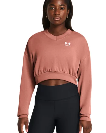 Bluza crop supradimensionata de trening din material terry Rival, Roz somon
