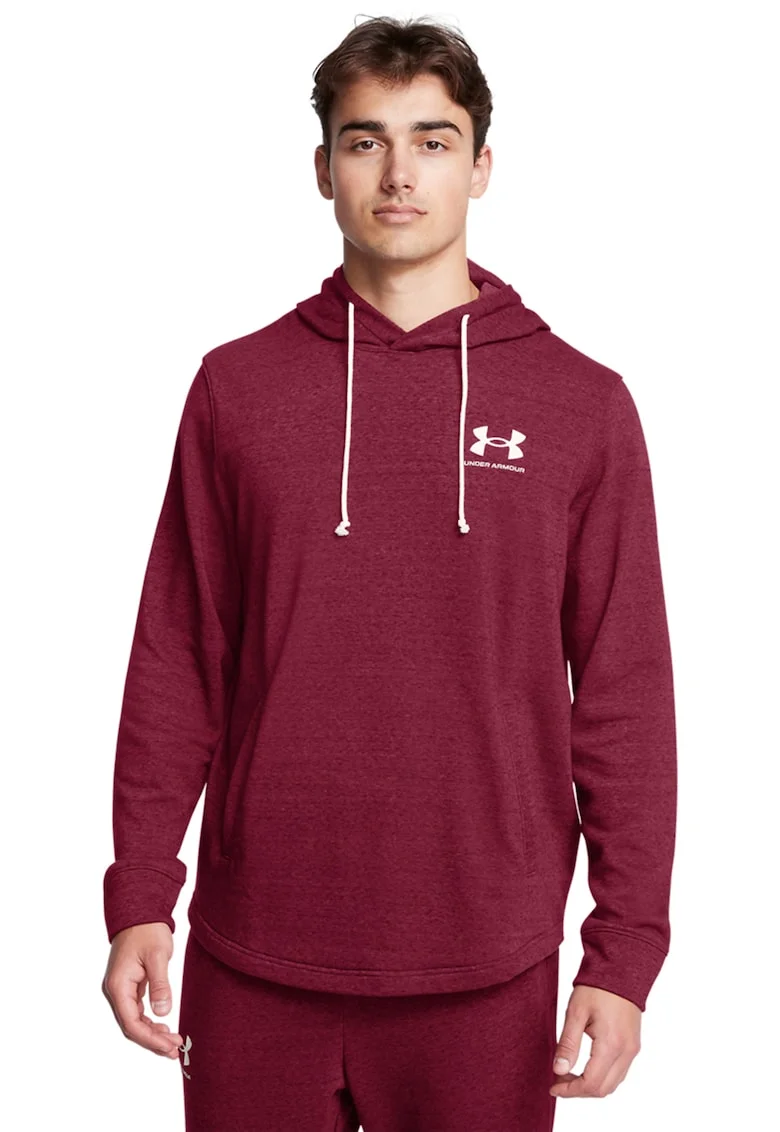 Hanorac din terry pentru fitness Rival, Alb/Visiniu