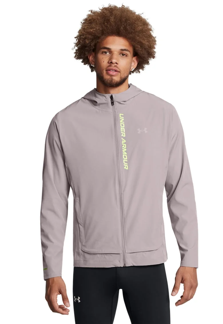 Jacheta slim fit pentru alergare OutRun The Storm, Maro taupe deschis
