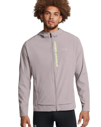 Jacheta slim fit pentru alergare OutRun The Storm, Maro taupe deschis