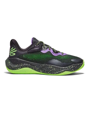 Pantofi pentru baschet Curry Splash 24, Negru/Verde lime