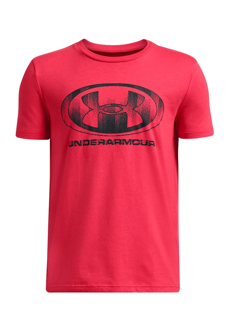 Tricou cu imprimeu logo, pentru fitness Glitch Lockertag, Negru/Rosu