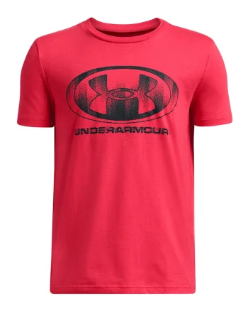 Tricou cu imprimeu logo, pentru fitness Glitch Lockertag, Negru/Rosu