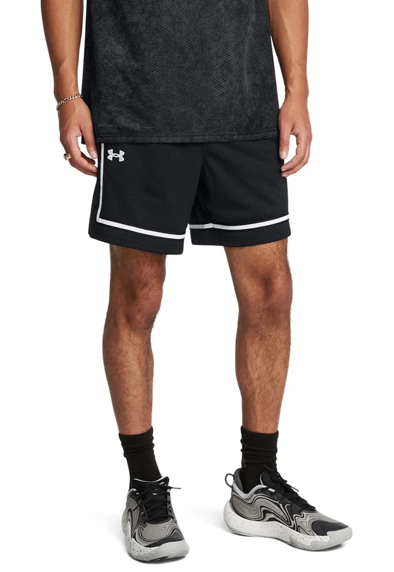 Pantaloni scurti cu snur, pentru baschet Baseline, Alb/Negru