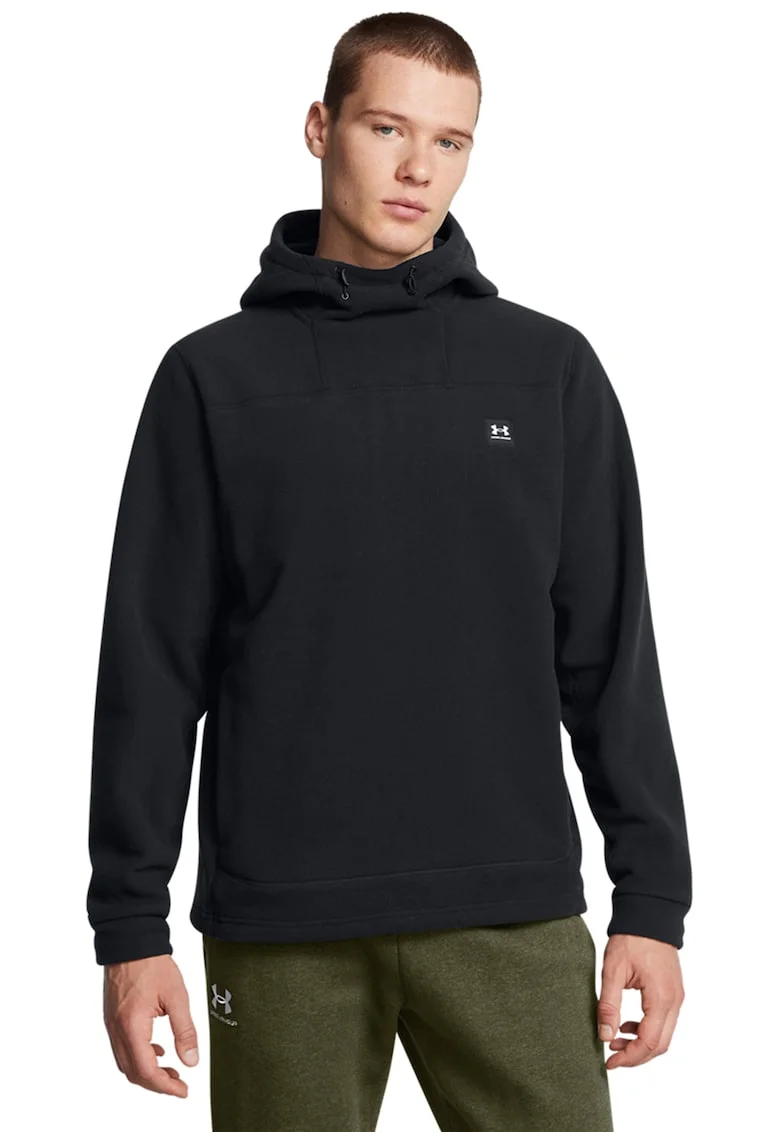 Hanorac din microfleece cu logo, pentru fitness, Negru