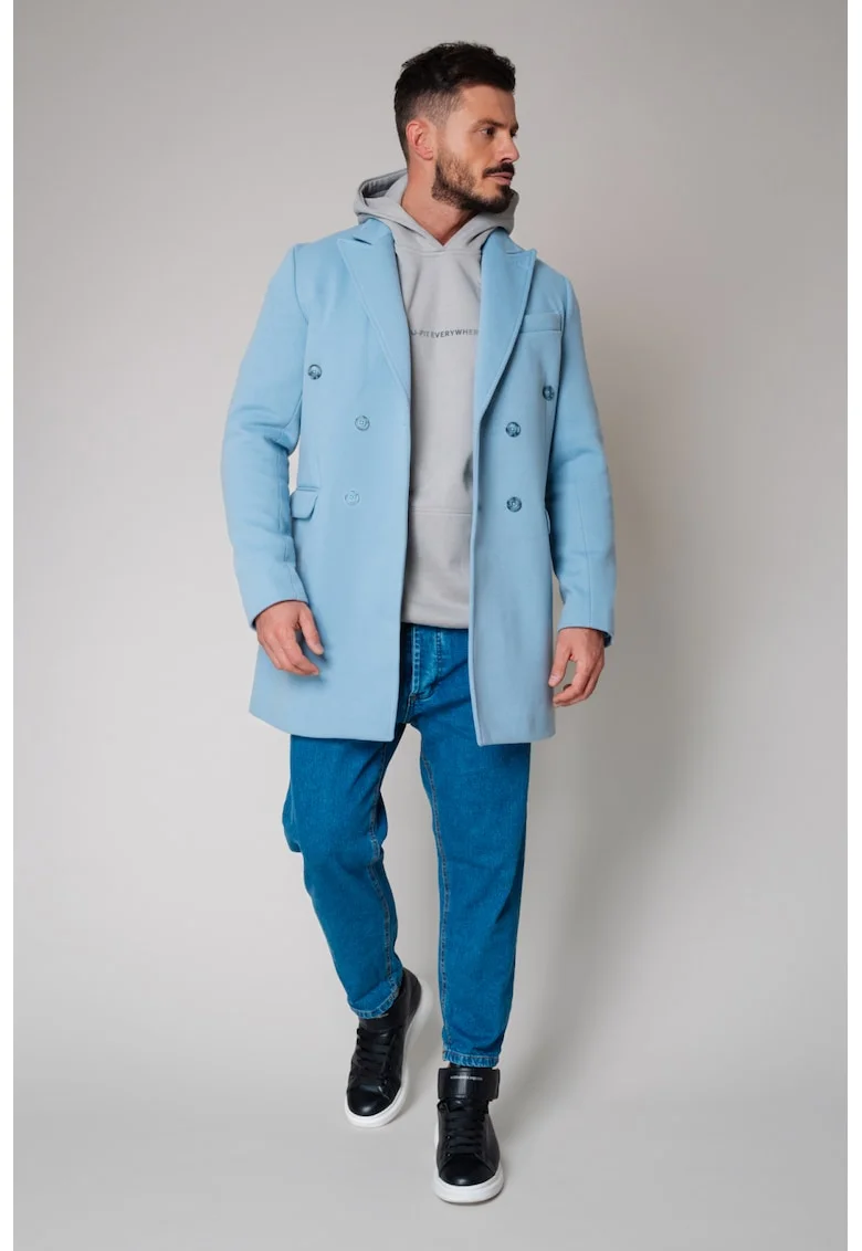 Palton cu nasturi Sky Blue 9318, Albastru deschis