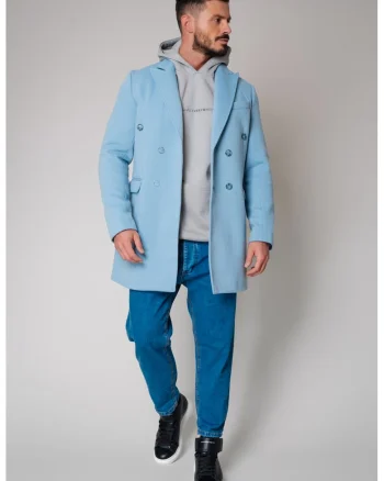 Palton cu nasturi Sky Blue 9318, Albastru deschis