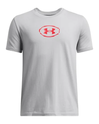 Tricou cu imprimeu logo, pentru fitness Slice, Gri deschis