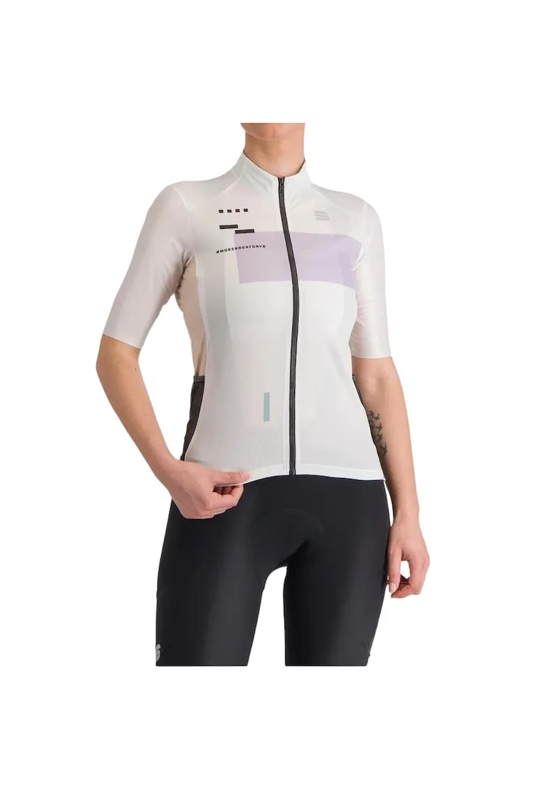 Tricou ciclism dama  Breakout Supergiara, Alb/Negru