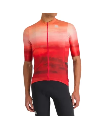 Tricou ciclism barbati  Flow Supergiara SS 2024, Rosu/Alb