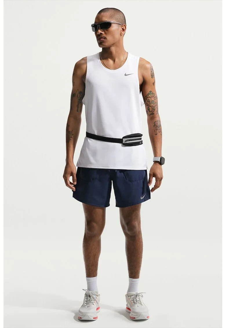 Pantaloni scurti cu model 2 in1 pentru alergare Stride, Bleumarin