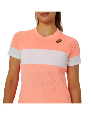 Tricou tenis dama  Game SS 2024, Alb/Coral