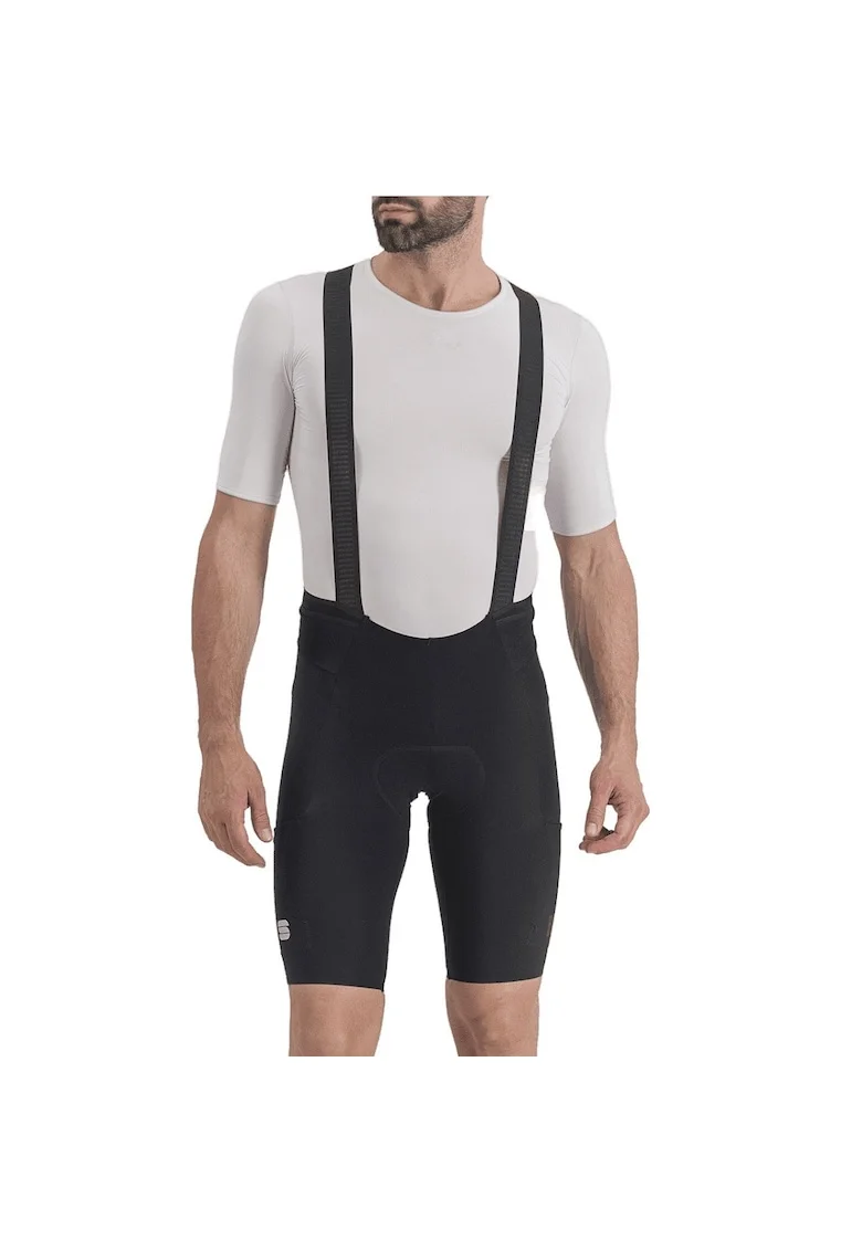 Pantaloni scurti ciclism cu bretele barbati  Ultra, Negru