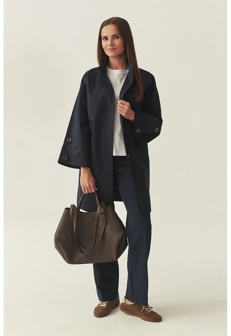 Jacheta scurta relaxed fit cu guler, Albastru ultramarin