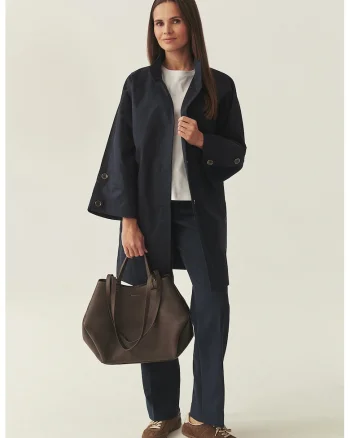 Jacheta scurta relaxed fit cu guler, Albastru ultramarin