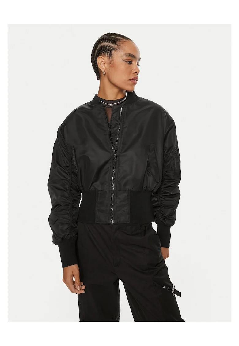 Geaca bomber  pentru femei, negru, material usor