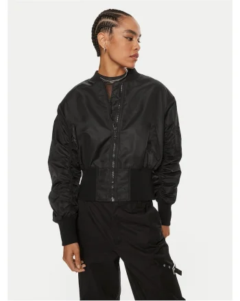 Geaca bomber  pentru femei, negru, material usor