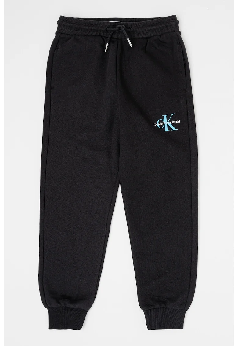 Pantaloni de trening din bumbac organic cu snur de ajustare in talie, Negru