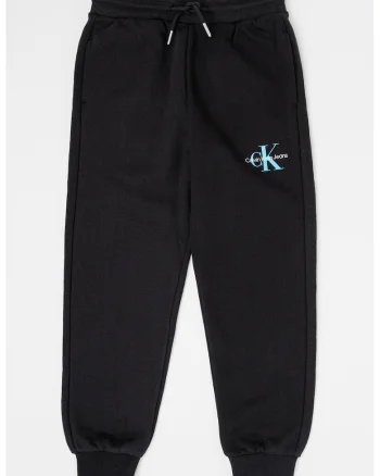 Pantaloni de trening din bumbac organic cu snur de ajustare in talie, Negru
