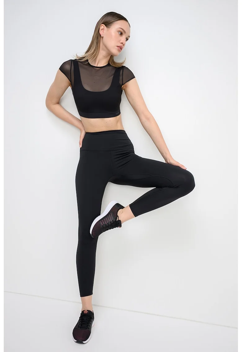 Colanti uni cu talie inalta, pentru fitness, Negru