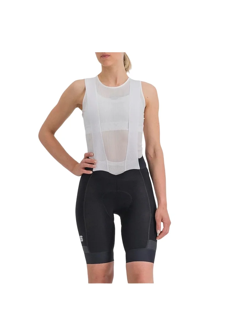 Pantaloni scurti ciclism cu bretele dama  Supergiara SS 2024, Alb/Negru