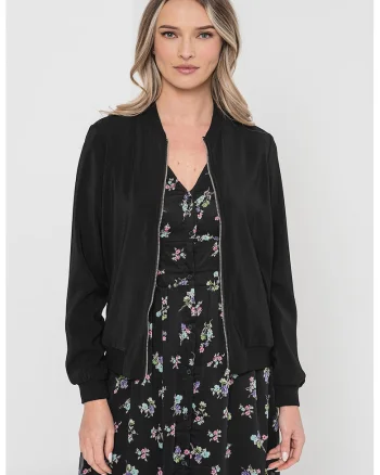 Jacheta bomber cu fermoar, Negru