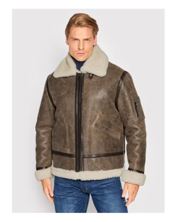 Geaca barbati,  piele, maro 250634, Maro