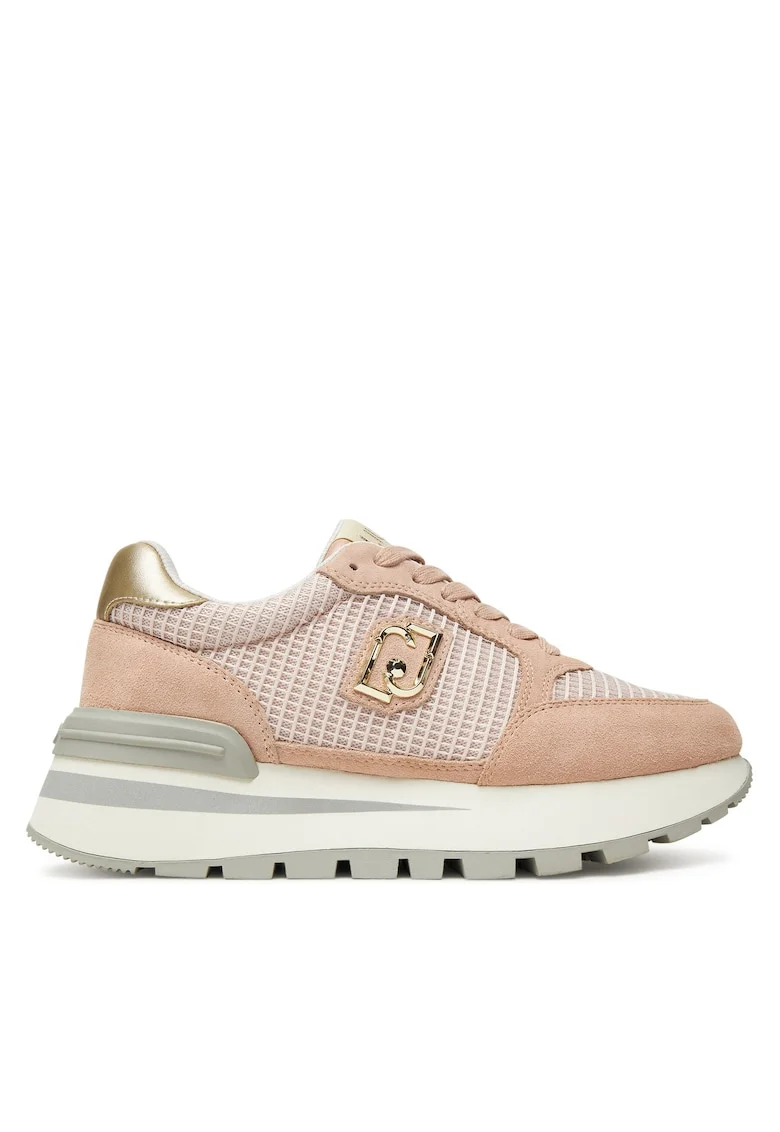 Pantofi sport dama  model S3664, piele naturala, nude/aurie,
