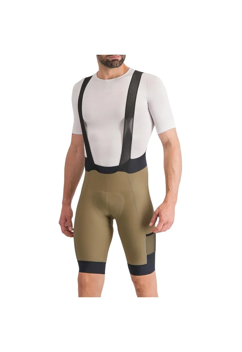 Pantaloni scurti ciclism cu bretele barbati  Supergiara SS 2024, Maro deschis