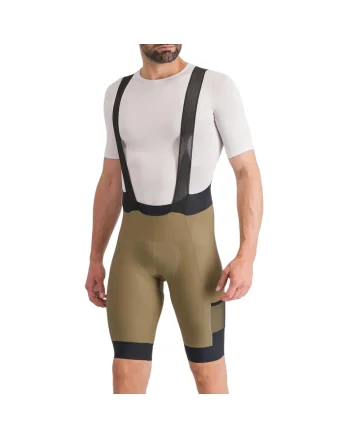 Pantaloni scurti ciclism cu bretele barbati  Supergiara SS 2024, Maro deschis