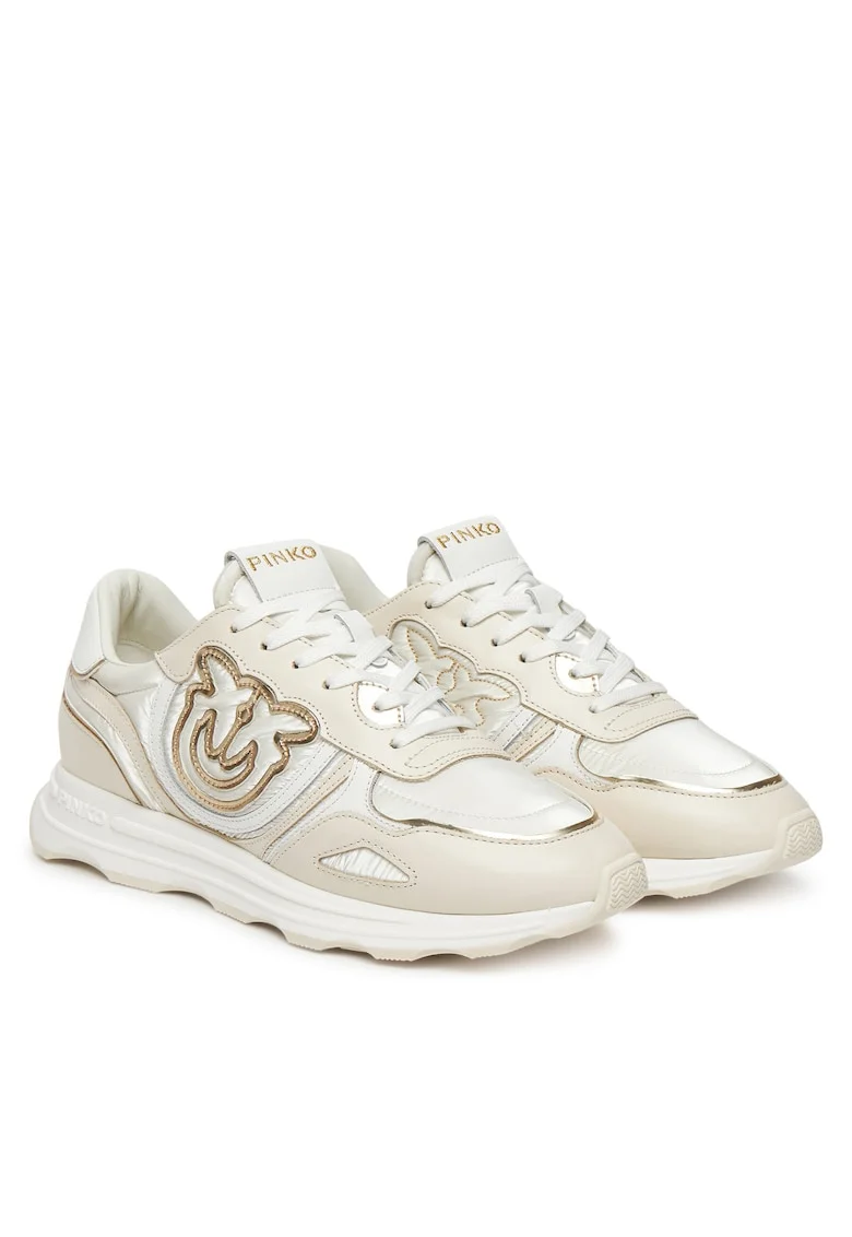 Pantofi sport dama  ZHC Zoe 01, piele naturala, alb/aurie,