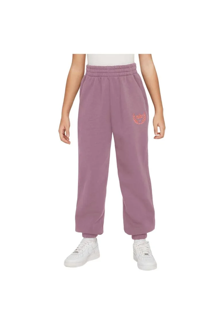 Pantaloni sport  model Club, picior larg, talie elastica, bumbac/poliester, roz