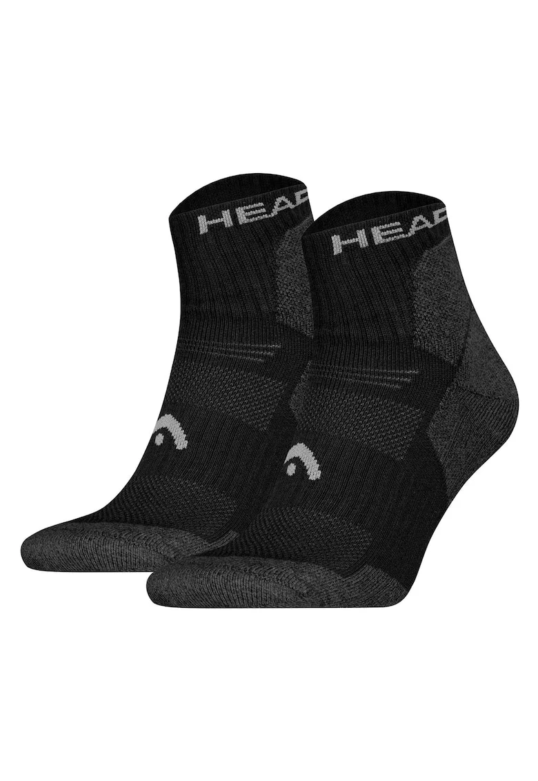 Set de 2 perechi de sosete scurte cu model unisex, pentru drumetii All Climates, Negru
