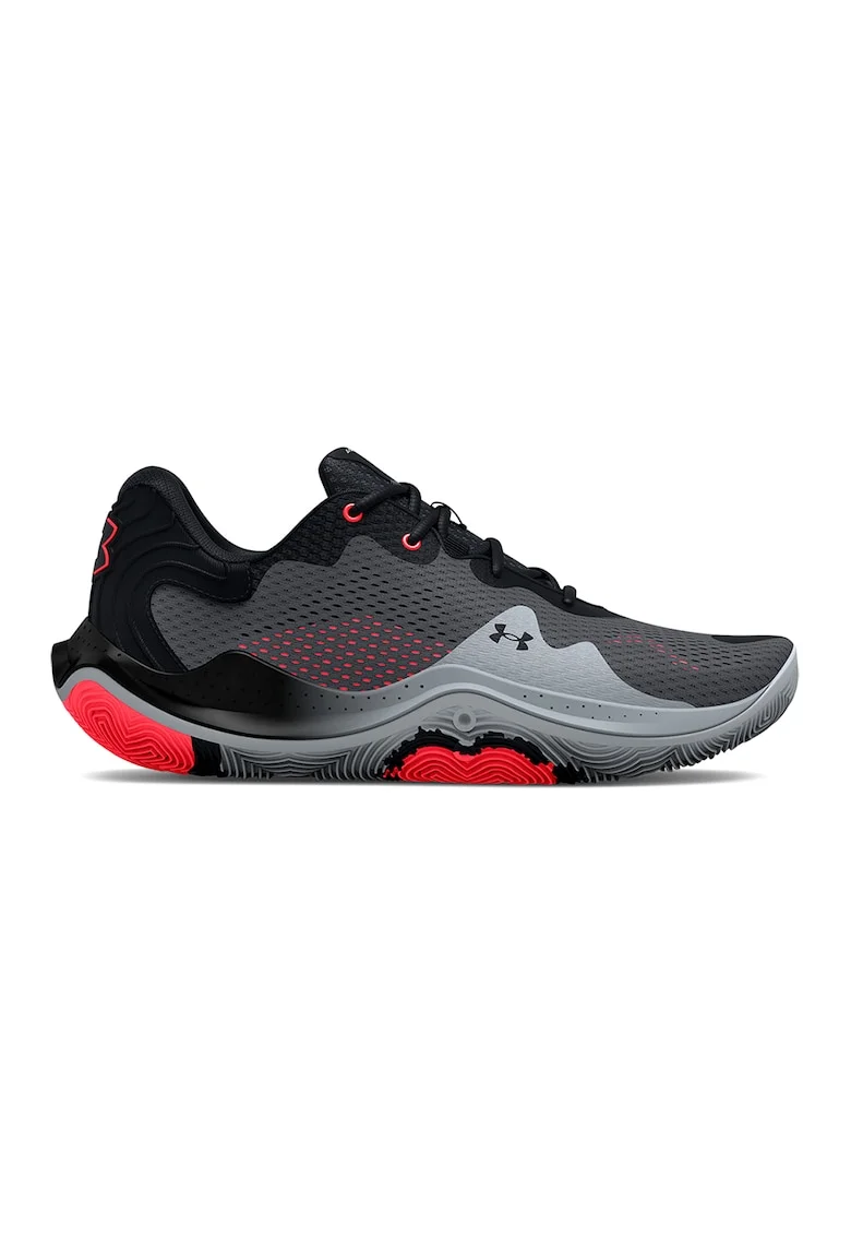 Pantofi unisex de plasa cu insertii sintetice, pentru baschet Spawn 4, Rosu/Negru/Gri inchis