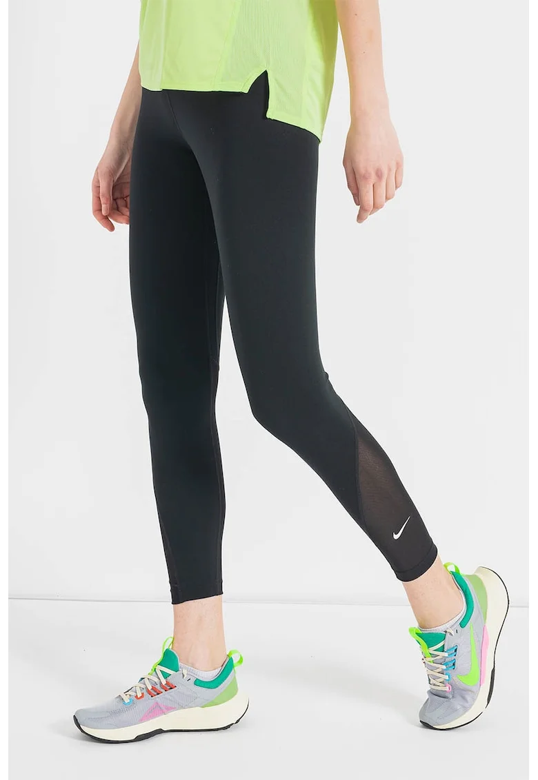 Colanti cu tehnologie Dri-Fit si talie inalta pentru fitness One, Negru