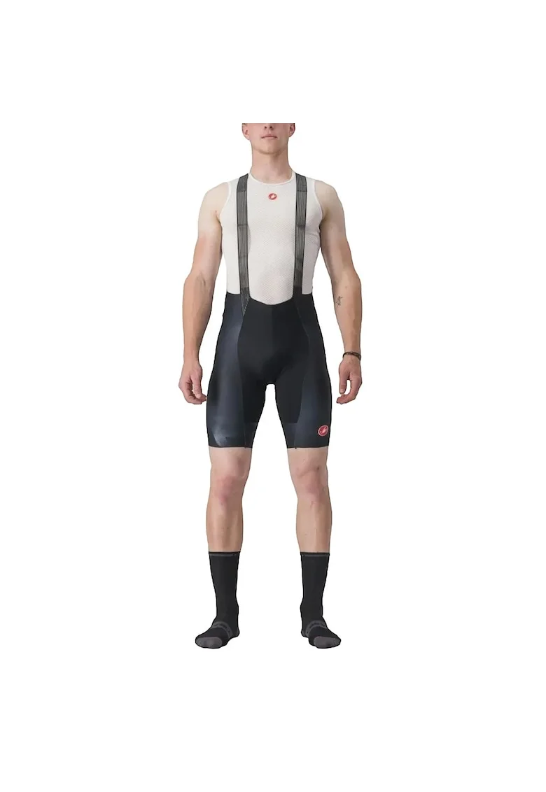 Pantaloni scurti ciclism cu bretele barbati  Free Aero Rc Kit, Alb/Negru