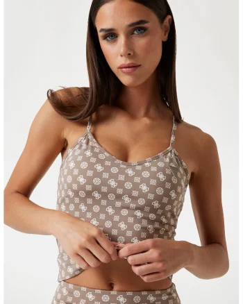Top slim fit pentru fitness, Maro camel