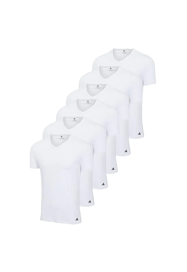 Set de tricouri de casa cu decolteu in V - 6 piese, Alb