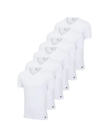 Set de tricouri de casa cu decolteu in V - 6 piese, Alb