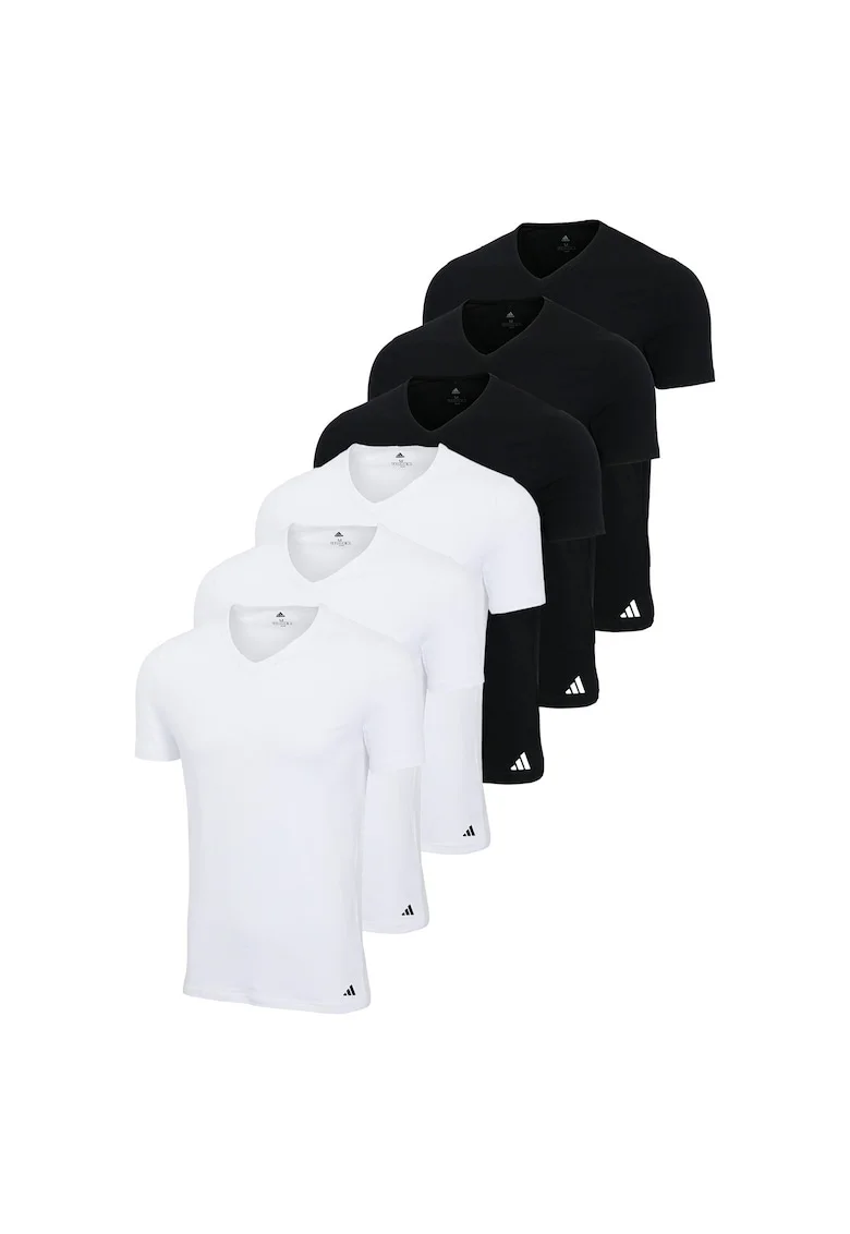 Set de tricouri de casa cu decolteu in V - 6 piese, Alb/Negru